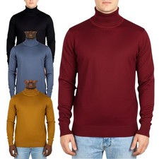 Mens Jumper Turtle Neck Stretch Skinny Fit High Roll Pullover Top