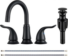 Matte Black Bathroom Faucet 3 Hole, 8 Inch Widespread Faucet Bathroom  Bathroom
