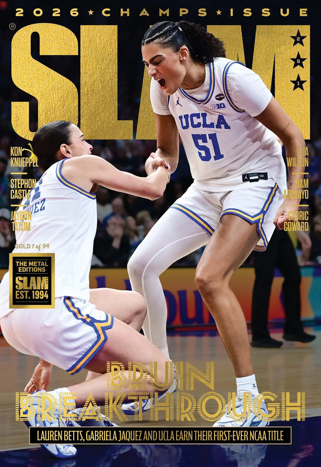 UCLA Bruins 2026 Women's Basketball Champions Slam Magazine Cover RP Poster