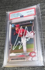 2021 Bowman Chrome Andrew Abbott 1st auto WHITE INK - GEM Mint 10