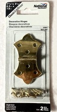 National Hardware Decorative Hinges Bright Brass 3-1/16" V1814 2 Pack N211-847