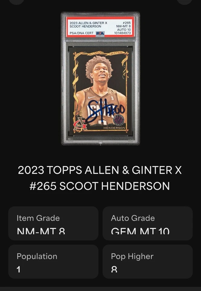 SCOOT HENDERSON AUTO TOPPS ALLEN & GINTER X BLACK #265 PSA 8 PSA 10 Auto POP 1 - Image 4 of 4