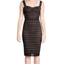 Dress The Population Nicole Lace Dress Sheath Black Small Cocktail Party
