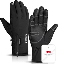 krosa 5-Layer Winter Gloves for Men & Women Made with 3M Large, Black 