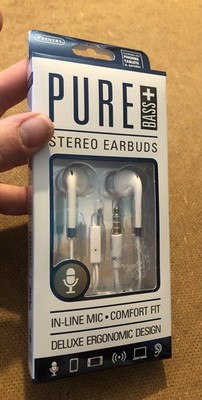 Corded Earbuds White Color In Line Mic Great Sound EB1D24