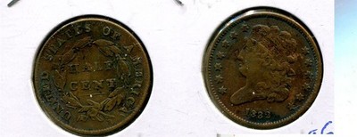 1832 CLASSIC HEAD HALF CENT TYPE COIN VF 9589T