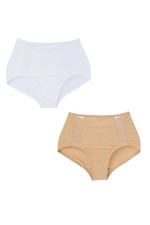 Rhonda Shear Women's 2pk Mesh Insert Brief White/Beige