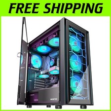 ATX PC Case, 6 PWM ARGB Fans Pre-Installed, Comput