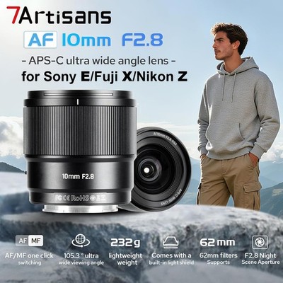 7Artisans AF 10mm F2.8 APS-C Auto Focus Lens For Sony E Fujifilm X Nikon Z Mount