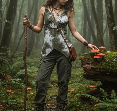 Y2K Babydoll Tank Top Cato Green Size XL Cottagecore Fairy Forest Goblincore