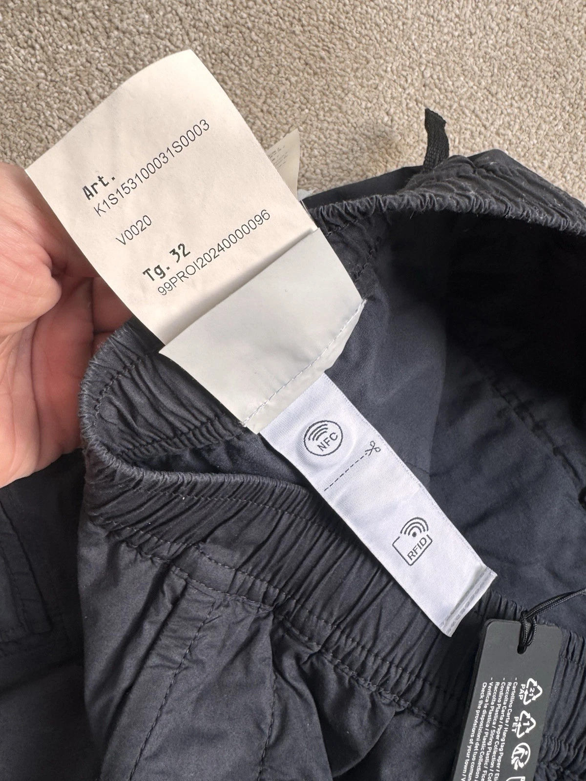 Pantalone cargo Stone Island cotone elasticizzato tela navy 32” vita nuovo con etichette autentico