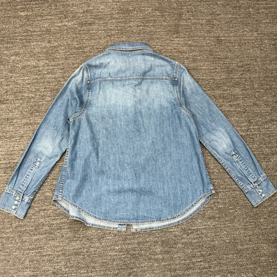 Hatch Shirt Women Medium Denim Pearl Snap Maternity Pregnancy Western Jean - Image 3 of 4