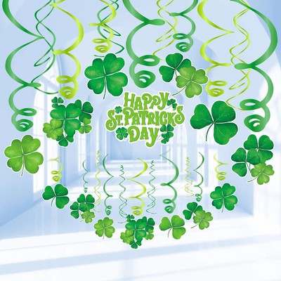30PCS St Patricks Day Decorations Party Supplies Lucky Irish Green D 