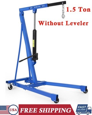 1.5 Ton Hydraulic Engine Hoist Cherry Picker Shop Crane Hoist Lift 3000 lbs Blue