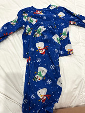 The Children's Place Size 4 Blue Fleece 2-Pc Pajama Set Snowman Snowflake