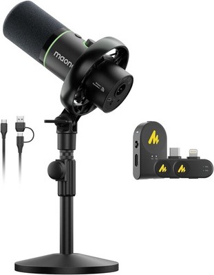 MAONO PD200W Hybrid Wireless Podcast-Mikrofon für PC, dynamisches