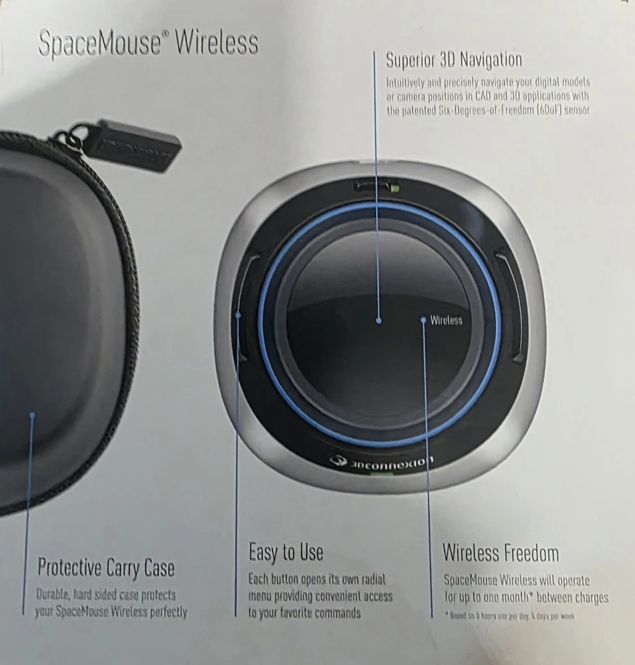 3Dconnexion SpaceMouse Wireless 3D Mouse Black (3DX-600044) boxed immaculate.  - Image 2 of 4