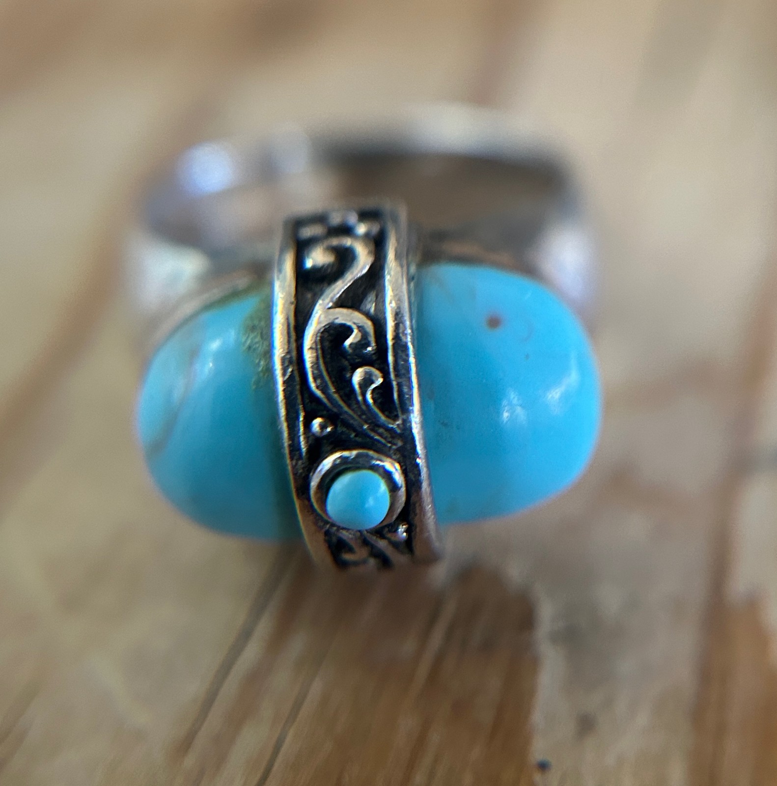 Sterling Silver Dome Statement Ring Turquoise How… - image 2