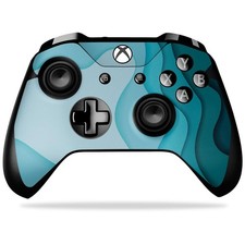 Gaming Skin Compatible with Microsoft Xbox One X Controller - Papercraft Cyan -