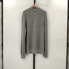 Quince Men 100 Organic Cotton Ribbed Quarter-Zip Sweater Gray Sleeved Top XL