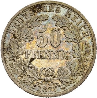 Künker: Kaiserreich 50 Pfennig 1877 B Top!