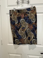 womans Cato size L multiculored paisley elastic waist straight knee length skirt