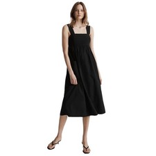 MADEWELL Cutout Back Empire Cotton Midi Dress in Black Size 0