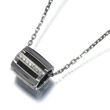 Auth CHAUMET Necklace Class One Diamond Half SM 18K 750 White Gold/Rubber