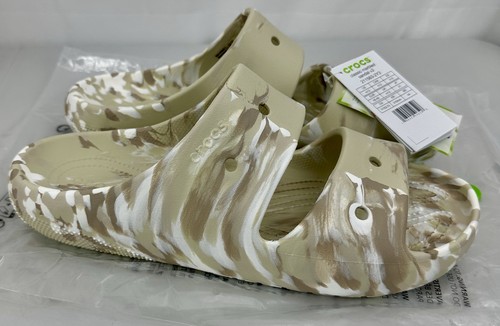 Men's US Size 13 Crocs Classic Marbled Sandal v2 Color Bone/Multi 211563-2Y3 New