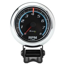 Equus E6076 Tachometer Gauge 2 12 In. 8000 Rpm Black Dial Chrm Case 6000