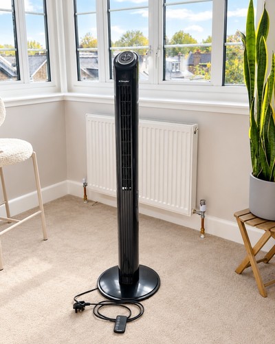 Dimplex Mont Blanc DXMBCF Black Tower Fan with Remote, 121cm, Oscillating