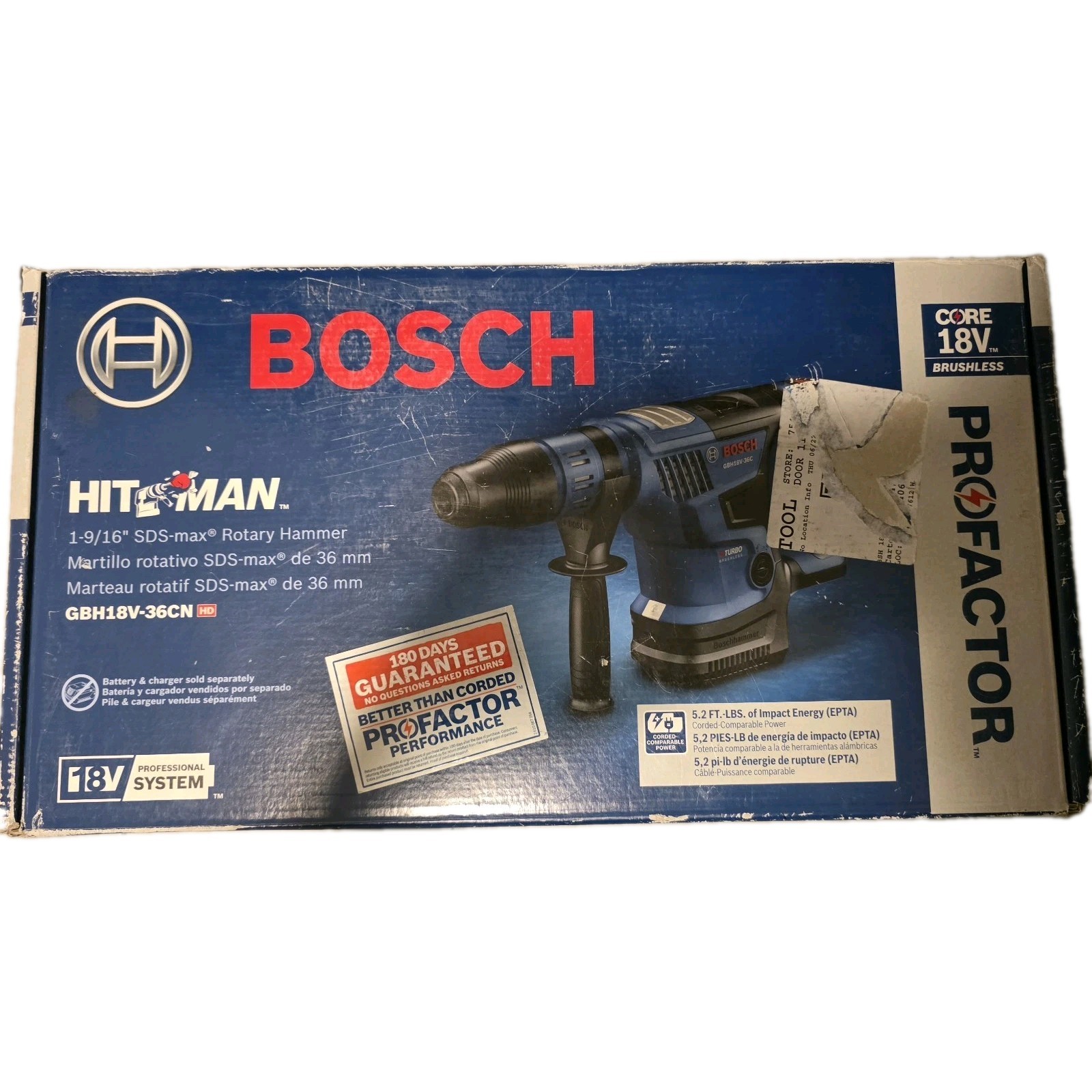 Bosch PROFACTOR 18V 1-9/16" SDS-Max Rotary Hammer Drill, GBH18V-36CN (Bare Tool)