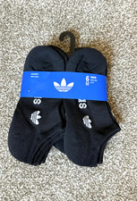 Adidas Originals Youth Cushioned Low-Cut No-Show Socks 6-Pack Black NWT
