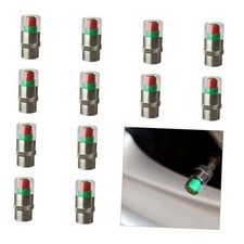 12PCS Car Tire Pressure Monitor Valve Stem Caps, 3-Color Eye Alert Silver-12PCS