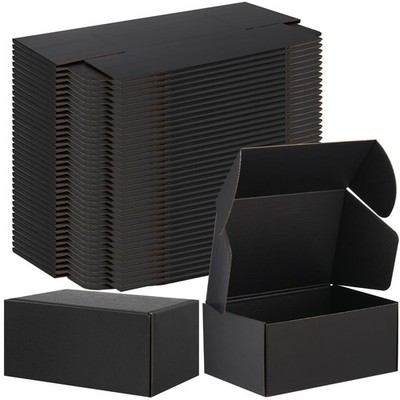 Ireer 50 Pack 6 x 4 x 3 Inch Black Shipping Boxes Bulk Small Corrugated Cardb...