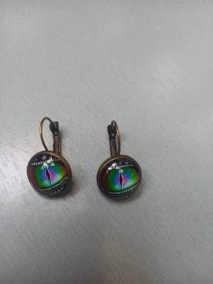 Boucles d'oreilles Œil de Dragon Œil de Reptile - Photo 1/2