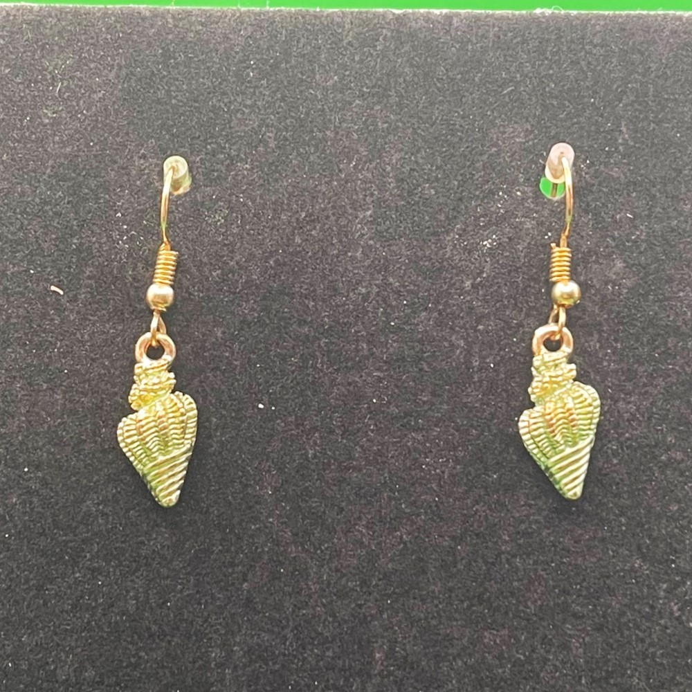 Handmade Conch Shell Earrings Dangle Drop Gold To… - image 2