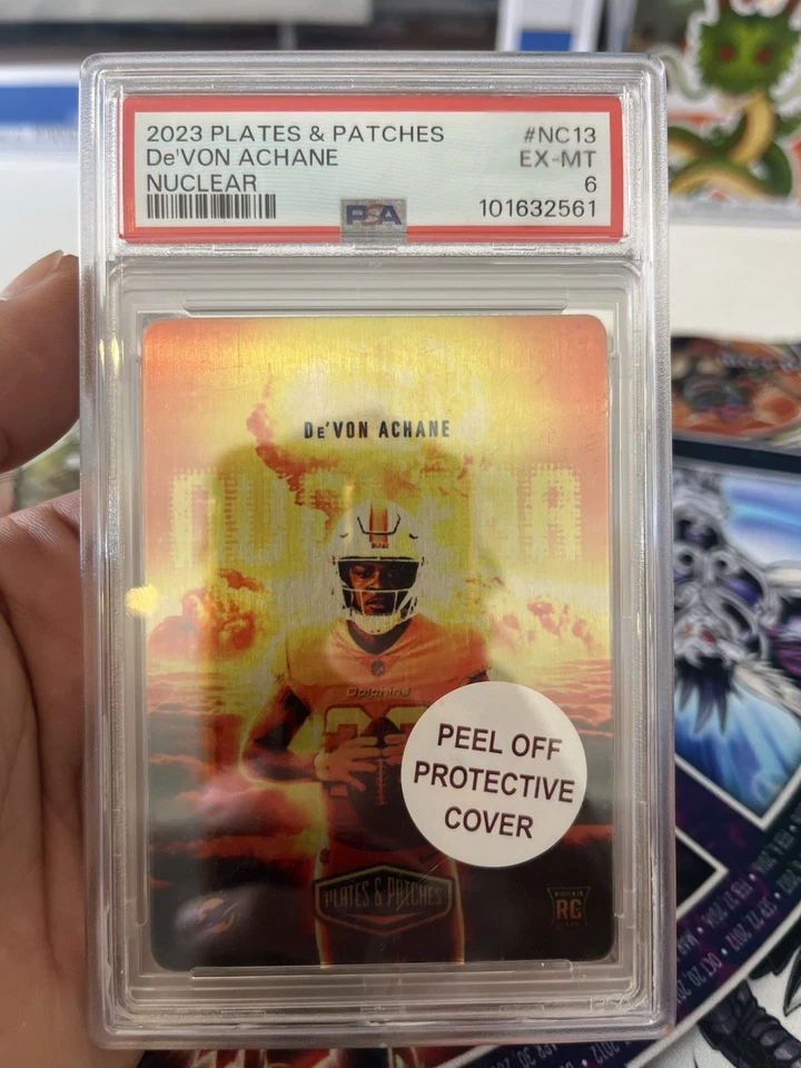 De'von Achane 2023 Plates And Patches Nuclear Plate RC Case Hit PSA grade 6 - Image 2 of 3