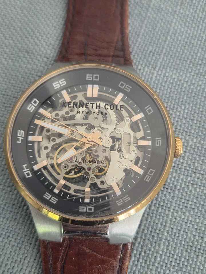 Kenneth Cole New York Men's Skeleton Automatic Watch Leather Strap - Image 2 of 4