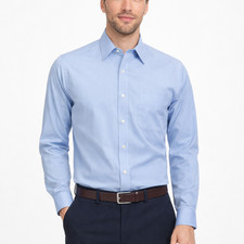 Brooks Brothers Men Dress Shirt Regent Fitted Non Iron Blue Size 16.5 - 2/3  L
