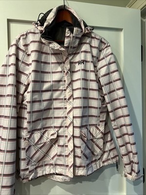 Helly Hanson Vintage Plaid Pink Shell Rain Jacket w/zipper Hood, NB 55258D