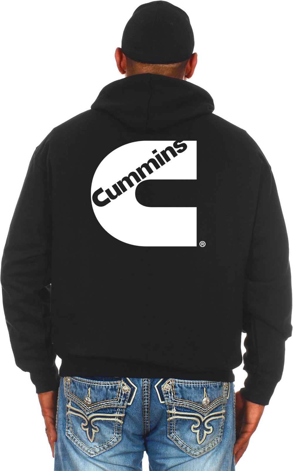 JH Design Men's Cummins Diesel Hoodie Full Zip Up Black Hooded Sweatshirt image 3