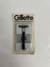 Vintage GILLETTE Super Adjustable Safety Platinum Plus Blade Razor (NIB)