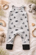Designer Baby Clothing Anay & Jay Black & Grey Safari Dungarees Boys 3-6 Months