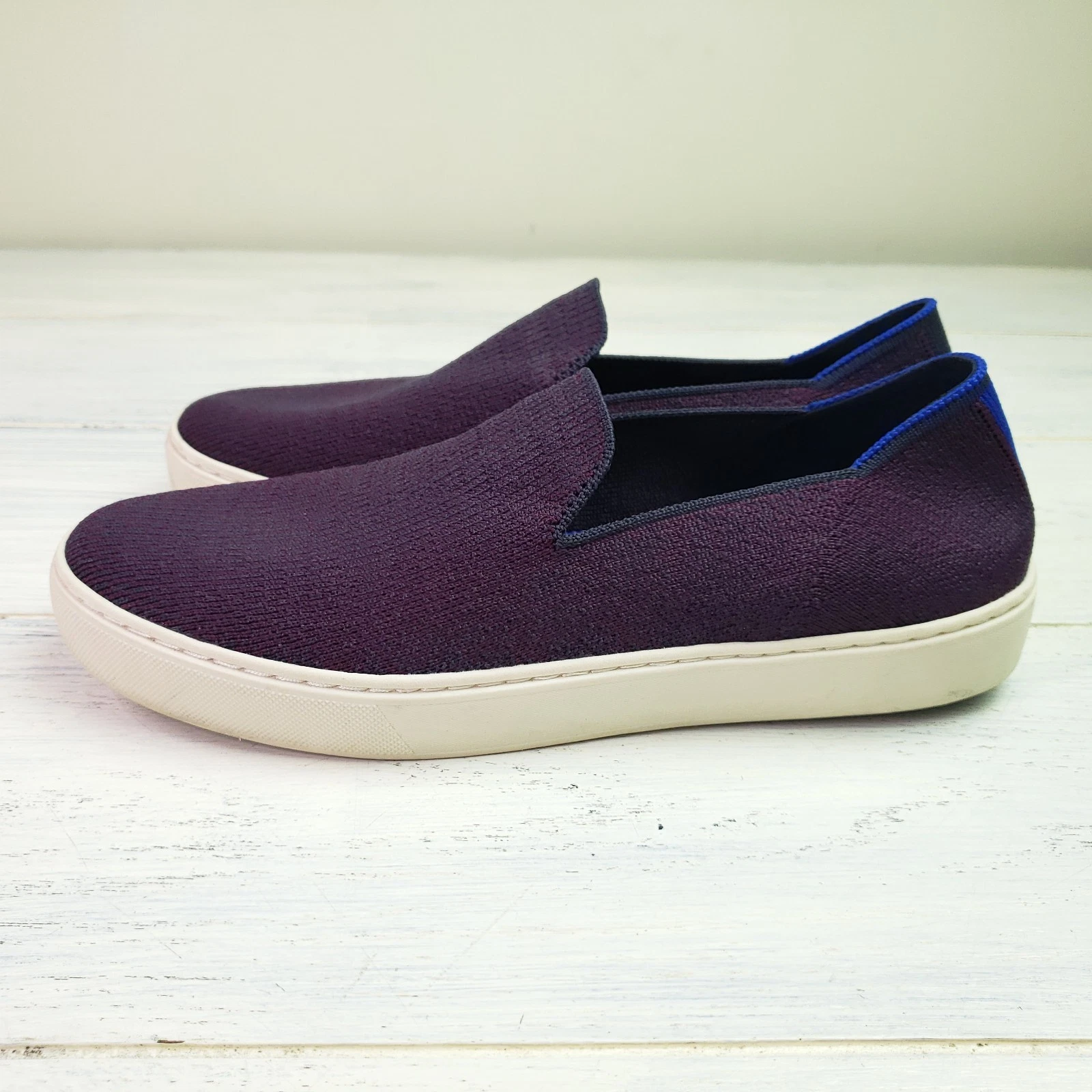 Rothy's Sneakers Women's Purple Fig Python Round Toe Slip On Shoes Size 8
