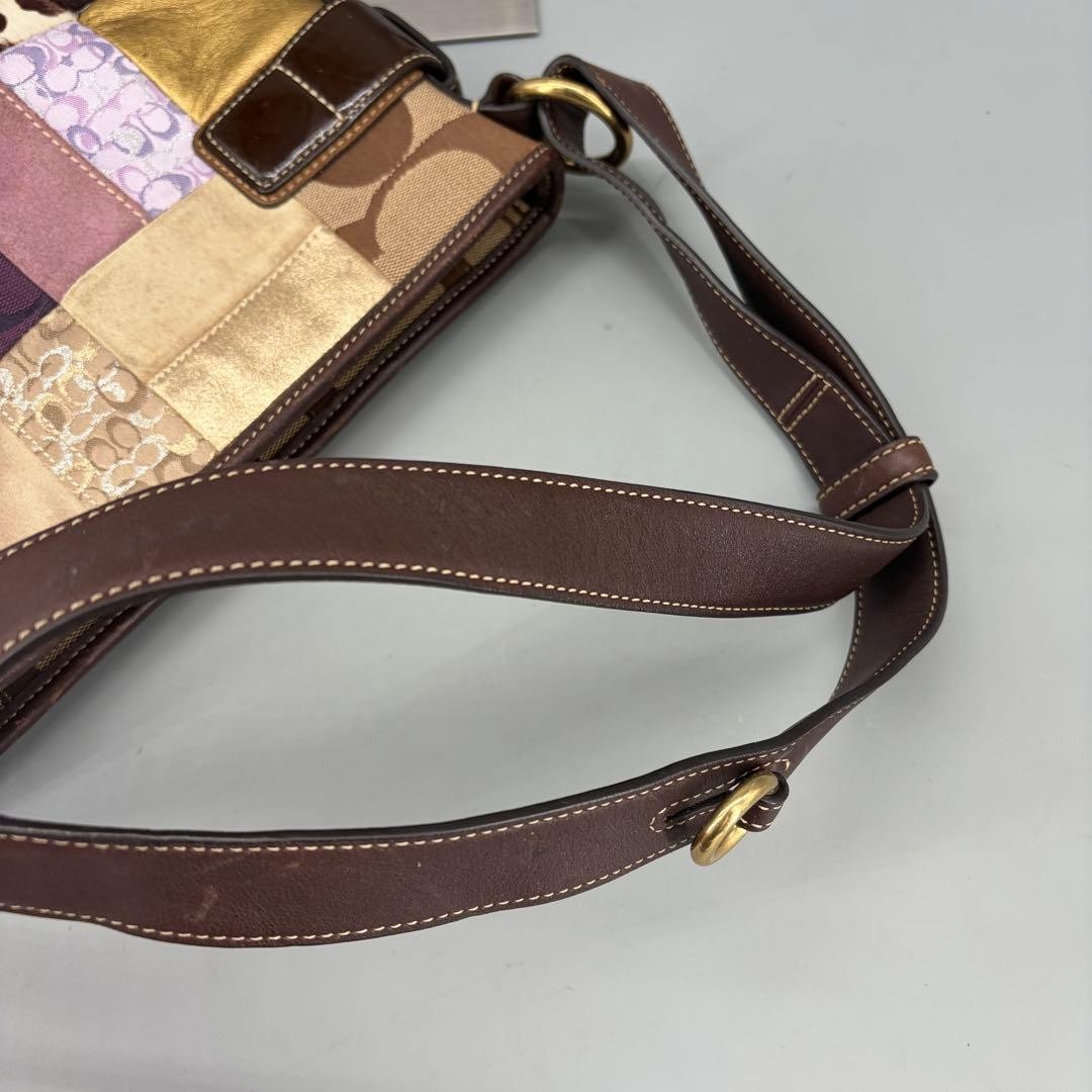 Coach Patchwork Shoulder Bag Multi-color Leather … - image 5
