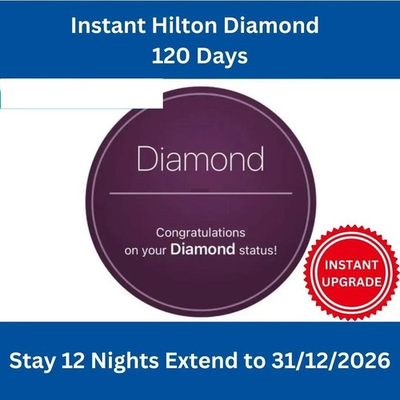 #ad Instant Hilton Diamond Status Upgrade 120 Days Stay 12 Nights Extend To 12 2026 $105.00