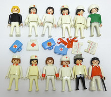 LOT 12 FIGURINES PLAYMOBIL VINTAGE HOPITAL JOUET COLLECTION ACCESSOIRES
