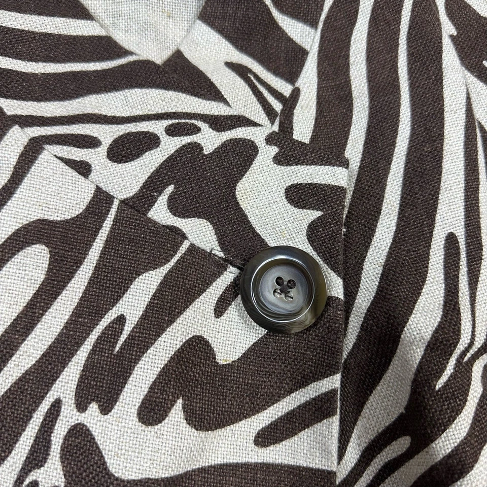 Michael Kors Brown Zebra Animal Print Linen Tailored Short Blazer Jacket 8 Chic - Image 3 of 4