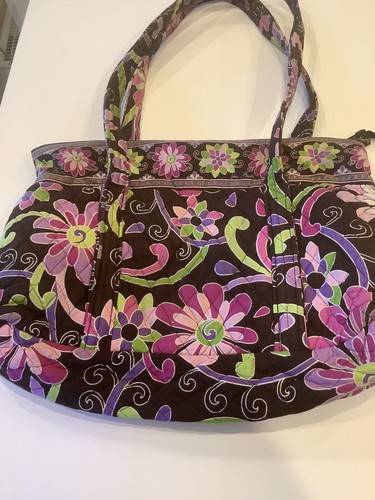 Gently Used~ Vera Bradley Purple Punch Villager Tote Bag Purse  - Picture 7 of 12